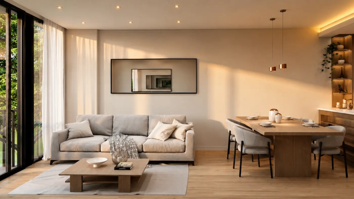 Living comedor de una unidad
